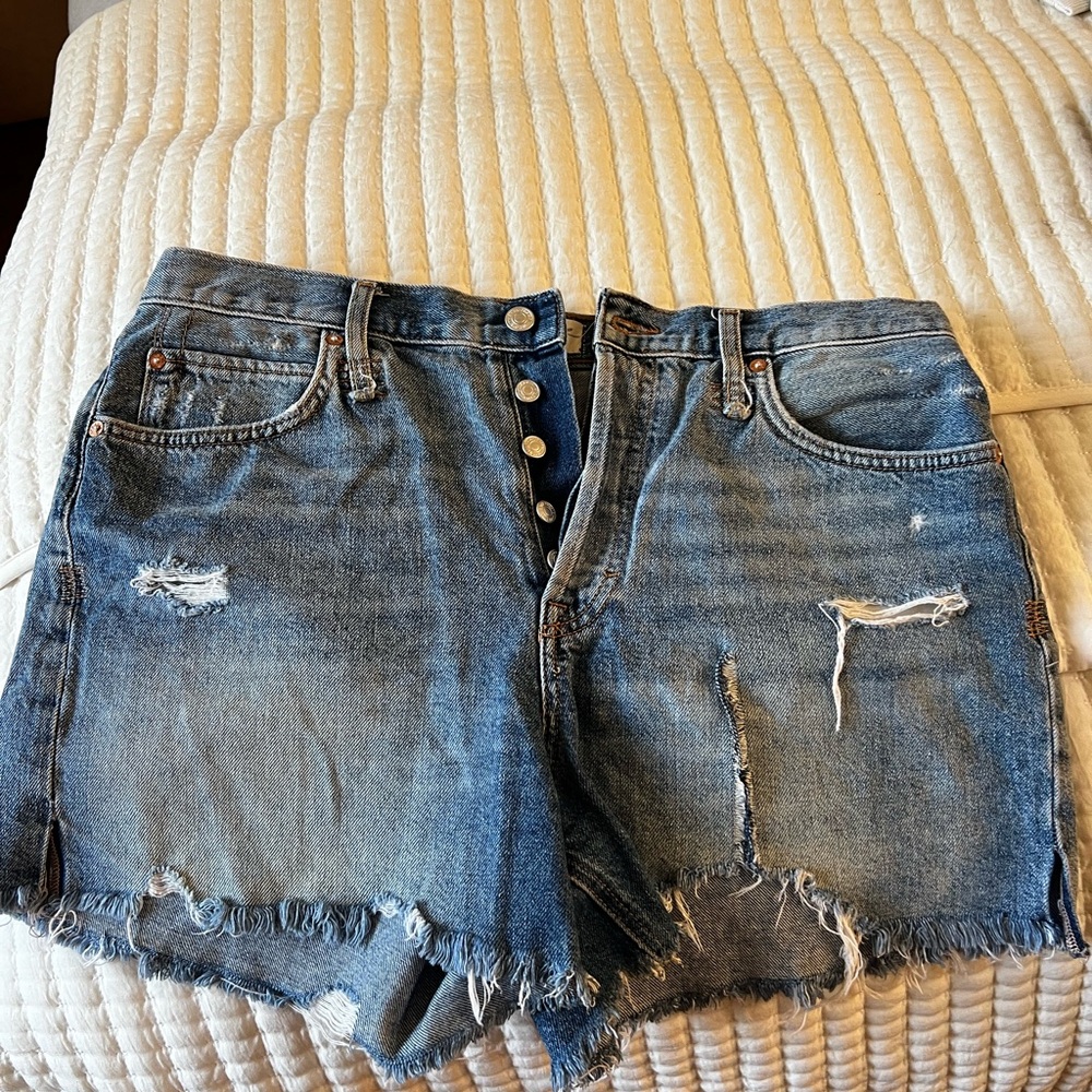 We The Free Blue Jean Shorts Distressed Style